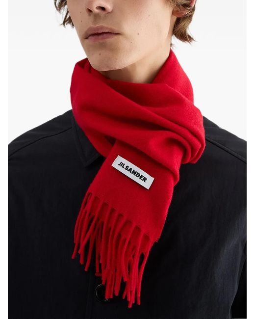 Jil Sander Wollen Sjaal in het Red voor heren