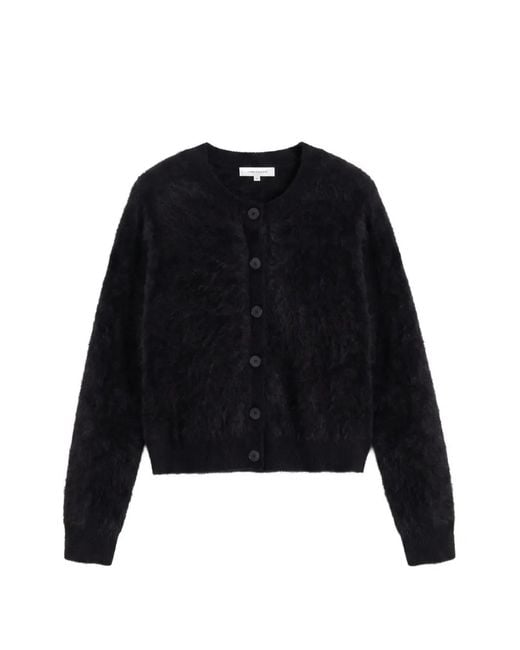 Chinti & Parker Black Brushed-Finish Cashmere Cardigan