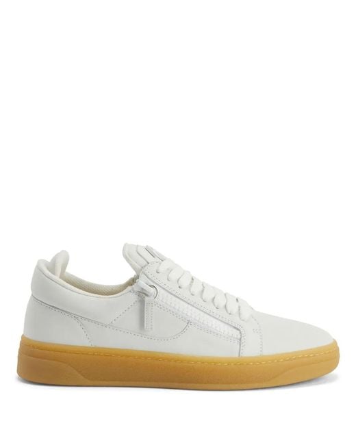 Giuseppe Zanotti White Gz94 Leather Double-Zip Low-Top Sneakers for men