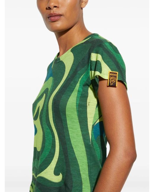 Emilio Pucci T-Shirt Met Abstracte Print in het Green