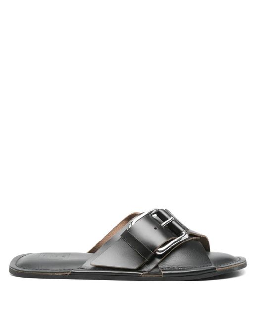 Plan C Black Leather Sandals