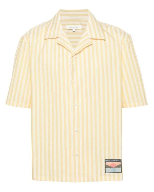 Chemise rayée à patch logo Maison Kitsuné pour homme en coloris Natural