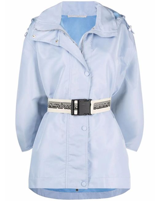 Stella McCartney Blue Belted Hooded Jacket