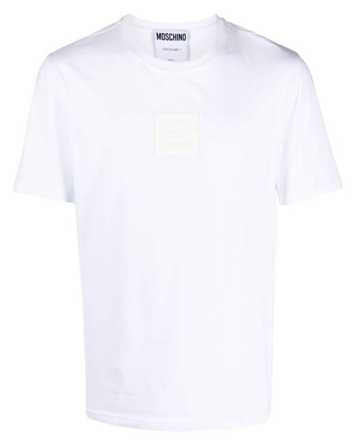 T-shirt en coton stretch à patch logo Moschino pour homme en coloris White