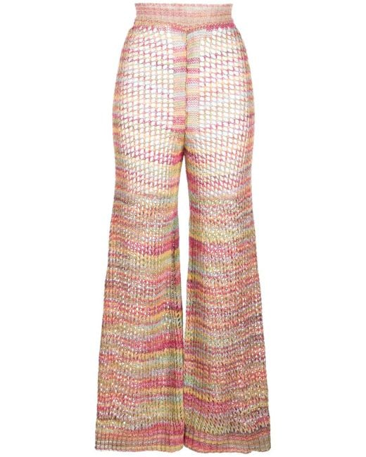 Pantalon En Maille Ajourée À Coupe Évasée Laneus en coloris Pink