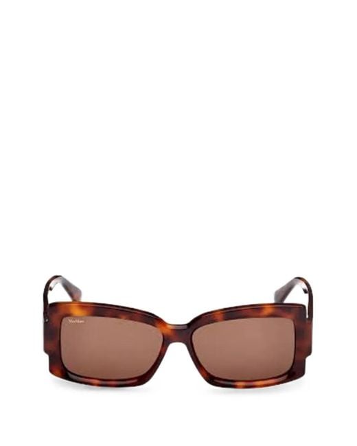 Max Mara Eyewear Brown Rectangle-Frame Sunglasses