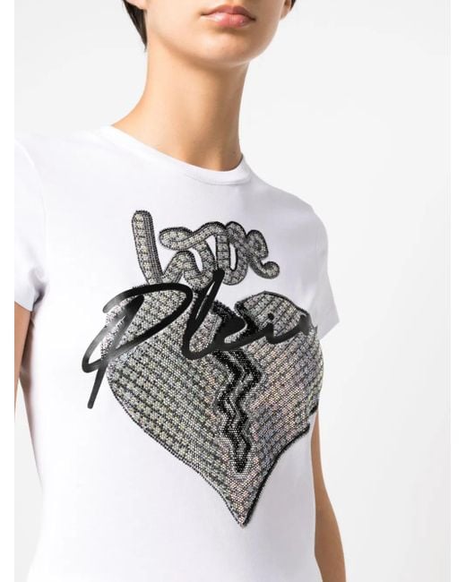 Philipp Plein Gray Love-Print Short-Sleeve T-Shirt