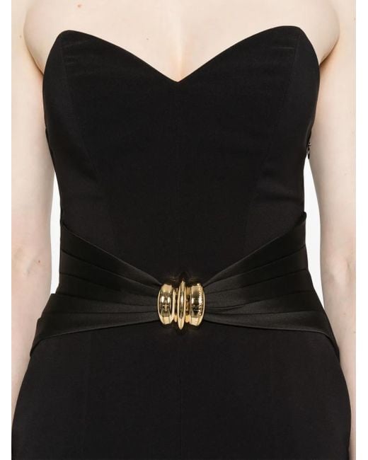 Elisabetta Franchi Black Macro-Bow Crepe Jumpsuit