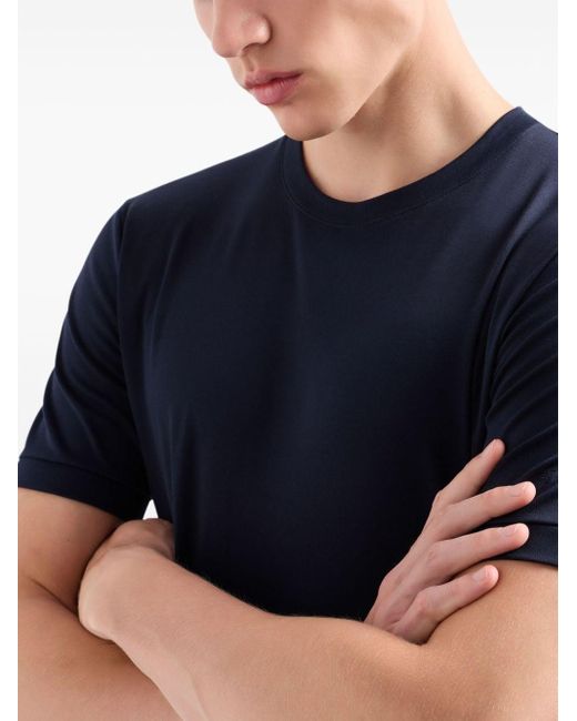 T-shirt en coton à manches courtes Giorgio Armani pour homme en coloris Blue