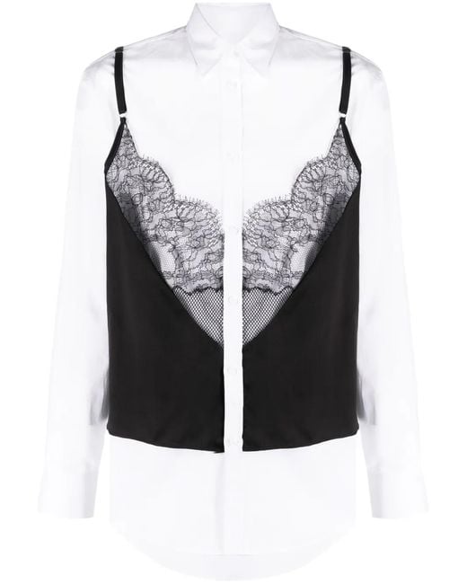 DSquared² Black Layered Lace-Embellished Shirt for men
