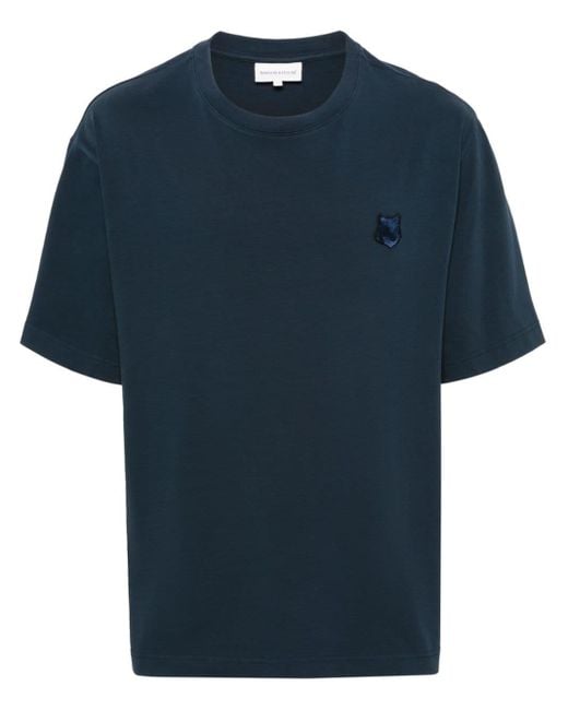 Maison Kitsuné Katoenen T-shirt Met Vossen-patroon in het Blue voor heren