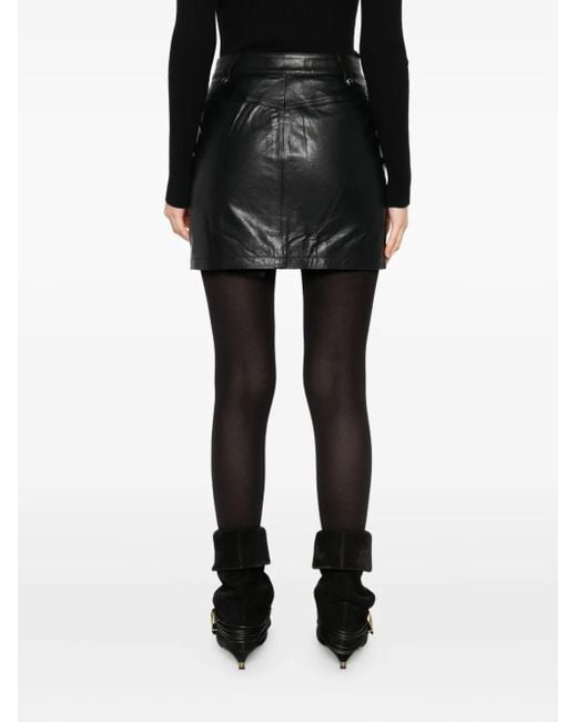 IRO Black Zip-Front Leather Skirt