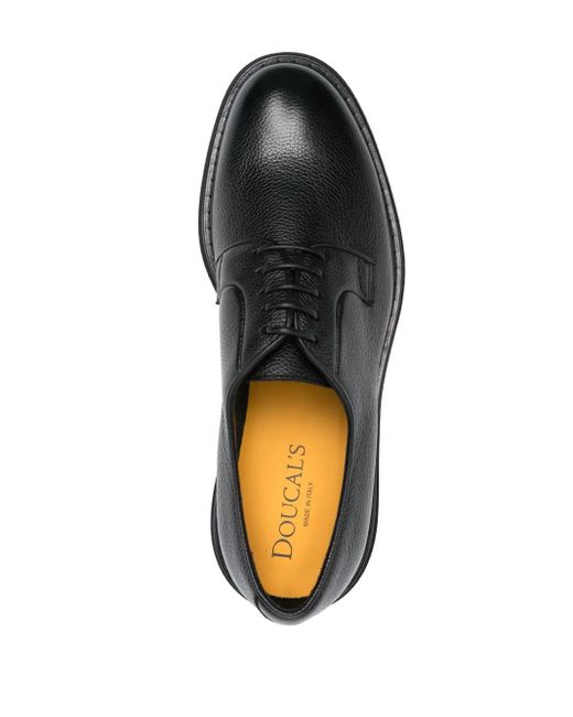 Doucal's Black Leather Derby Shoes for men