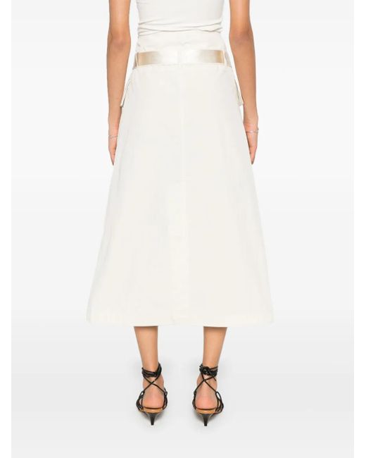 Helmut Lang White Wrap Midi Skirt
