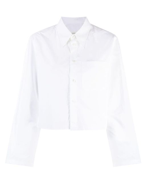 MM6 by Maison Martin Margiela White Cropped Long-sleeve Shirt