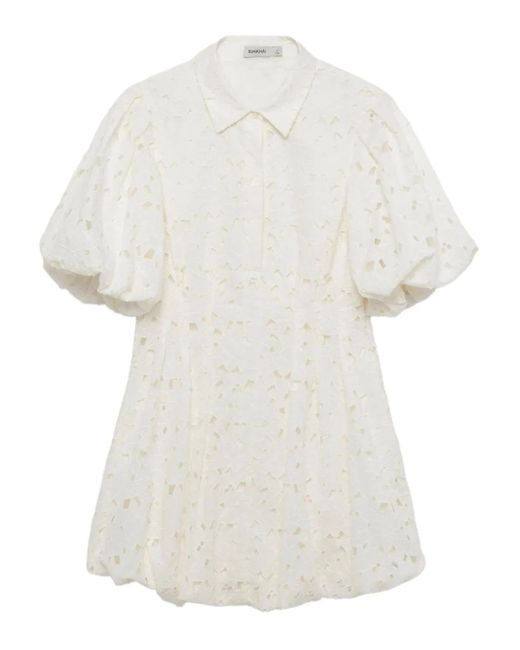Jonathan Simkhai White Cleo Minikleid mit Puffärmeln
