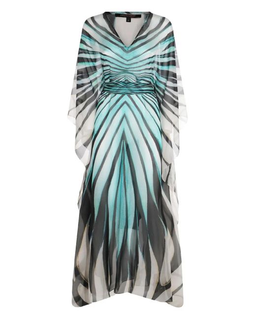Roberto Cavalli Green Ray Of Sea-Print Dress