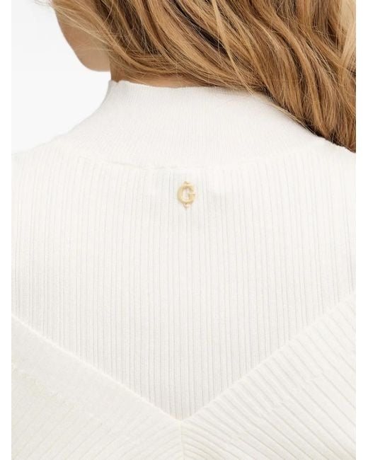 Guess Ribgebreide Jurk in het White