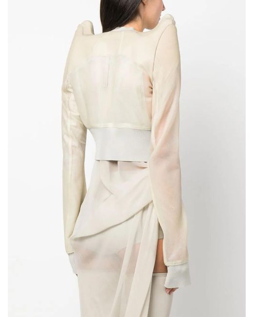 Rick Owens White Cropped Zip-Up Jacket