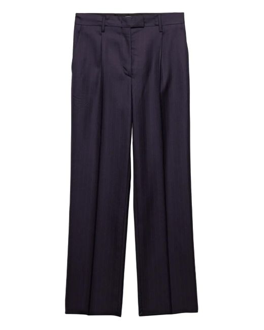 Prada Wool Pinstripe Pants in Blue | Lyst