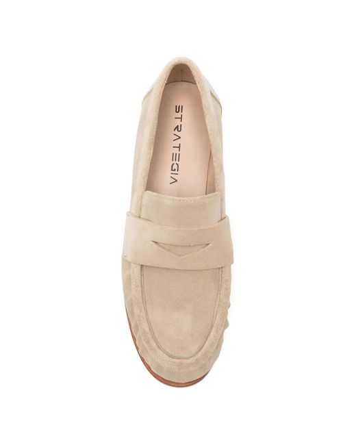 strategia shoes Natural Penny Suede Loafers
