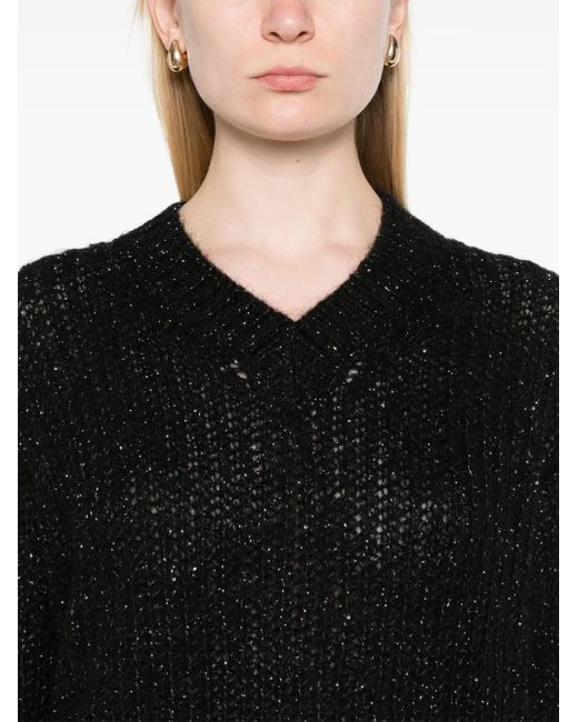Herno Gebreide Trui Met Metallic-Effect in het Black