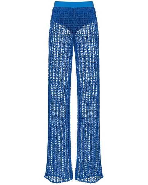 Pinko Blue Semi-sheer Open-knit Trousers