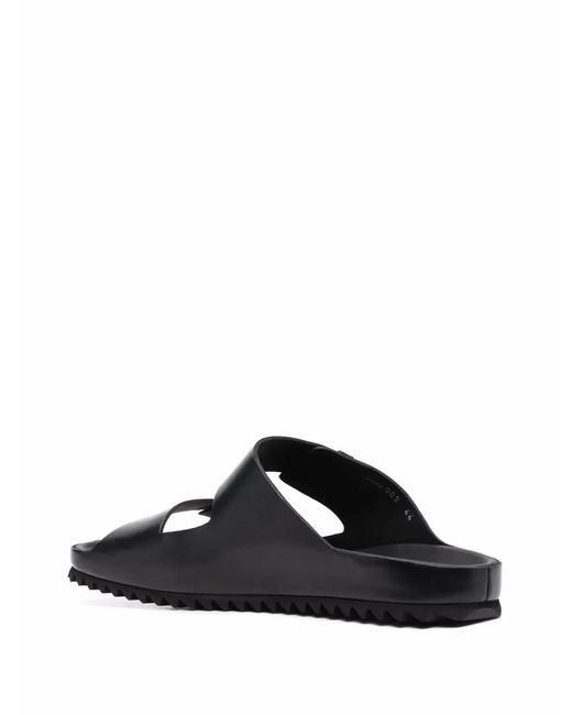 Officine Creative Black Double Strap Flat Sandals for men