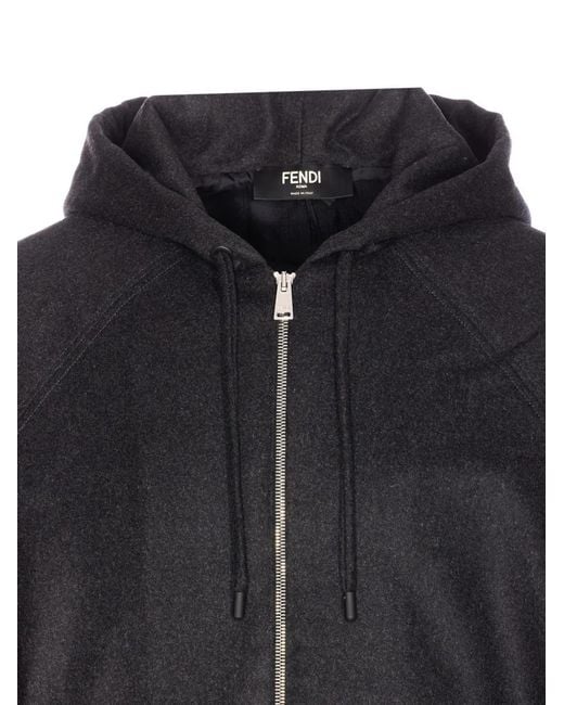 Fendi Kapuzenjacke mit Logo-Schild in Black für Herren
