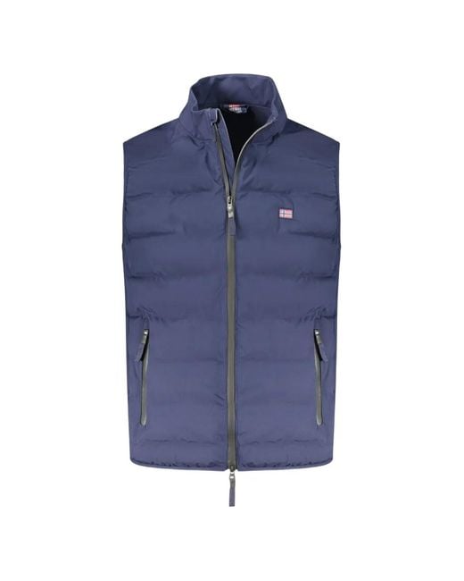 Norway 1963 Blue Padded Logo-Patch Gilet for men