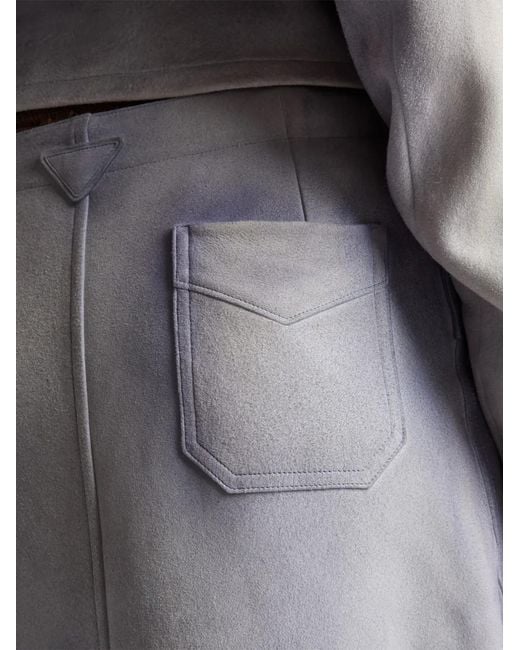 Prada Gray Button-Up Patch-Pocket Skirt