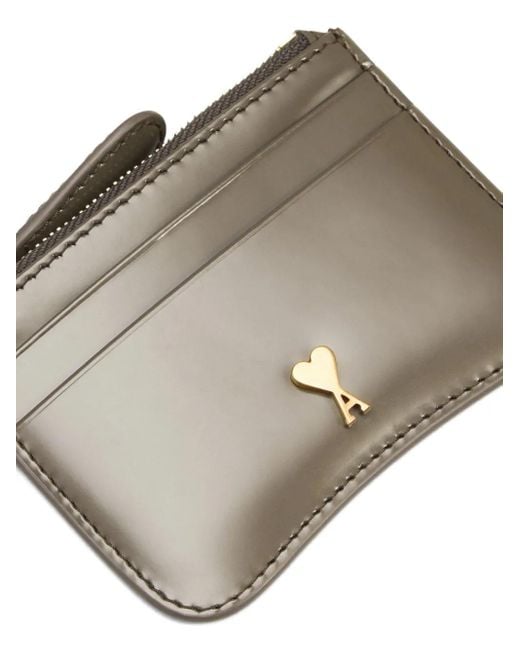 AMI Gray Paris Paris Leather Cardholder
