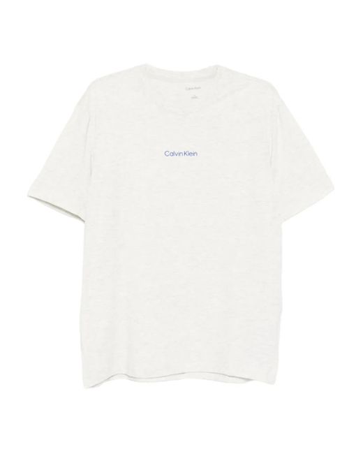 Calvin Klein White Logo-Print Crew-Neck T-Shirt for men