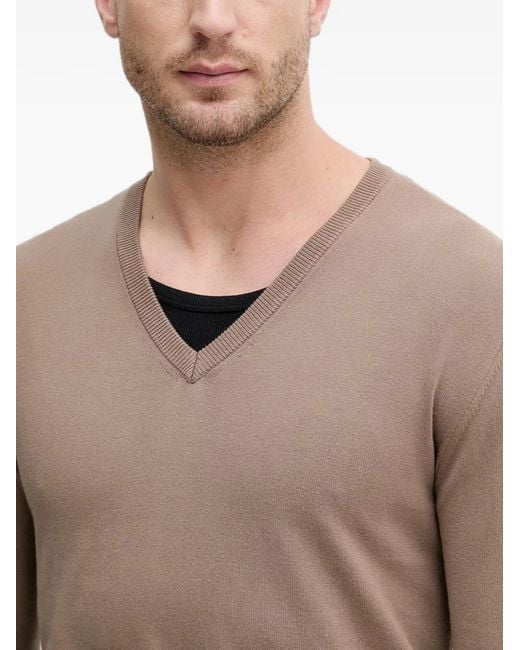 Benetton Gray V-Neck Sweater for men