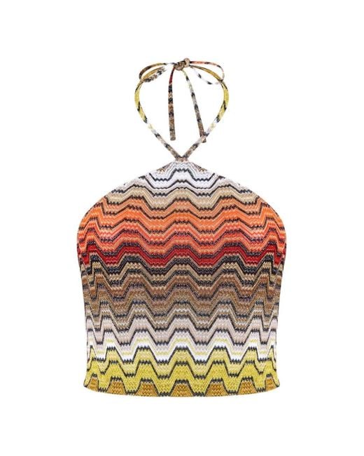 Missoni Natural Patterned Halter-Neck Top