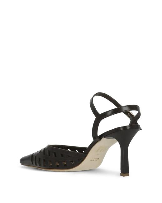 Julie Dee Black Cut-Out Pointed-Toe Pumps
