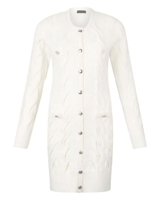 Liu Jo White Cable-Knit Buttoned Dress