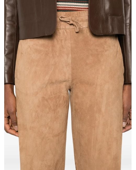 Arma Natural Blair Elastic-Waistband Leather Trousers