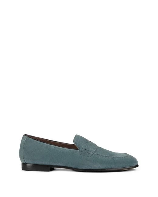 Doucal's Blue Mocassins En Daim À Entaille Penny for men