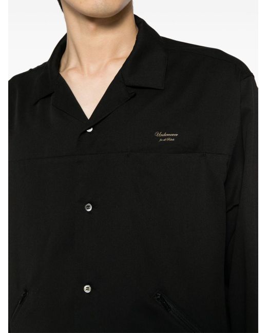 Undercover Black Logo-embroidered Button-up Overshirt for men