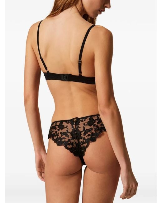 Twinset Black Embroidered Tulle Push-Up Bra