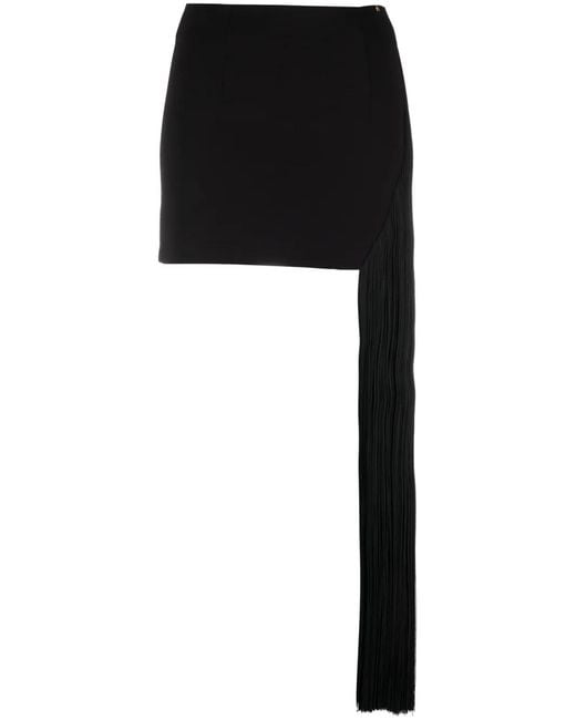 Nissa Black Drape-Detail Miniskirt