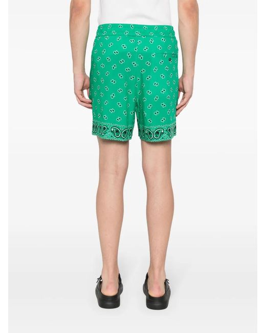 Palm Angels Green Bermuda Shorts With Logo for men