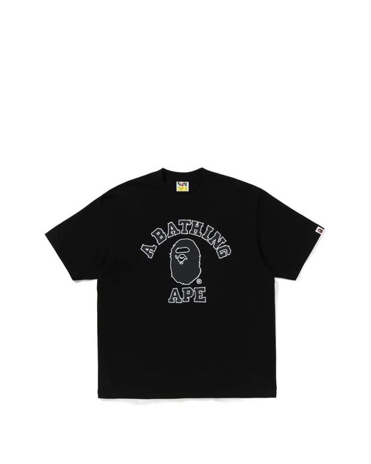 A Bathing Ape Black Logo-Print Cotton T-Shirt for men