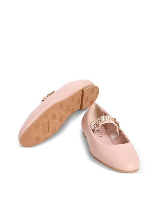 Casadei Pink Crystal-Embellished Ballerina Shoes