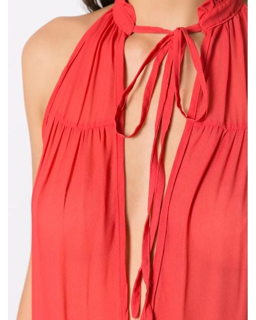 Amir Slama Red Palm Leaf Print Maxi Dress
