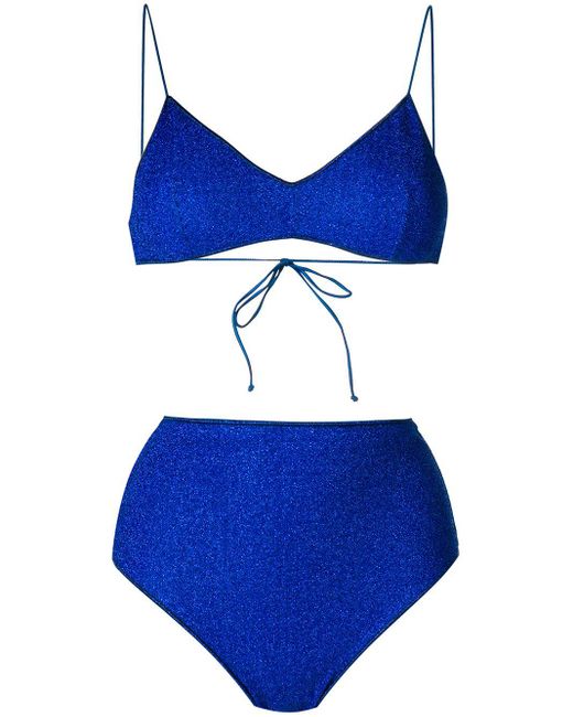 Oseree Metallic Thread Bikini in het Blue