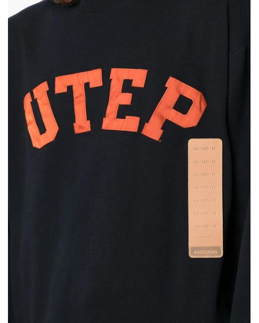 4SDESIGNS Black Utep-Print Cotton Sweatshirt for men