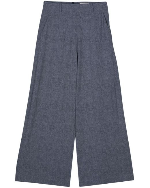 Circolo 1901 Blue Twill Wide-leg Trousers