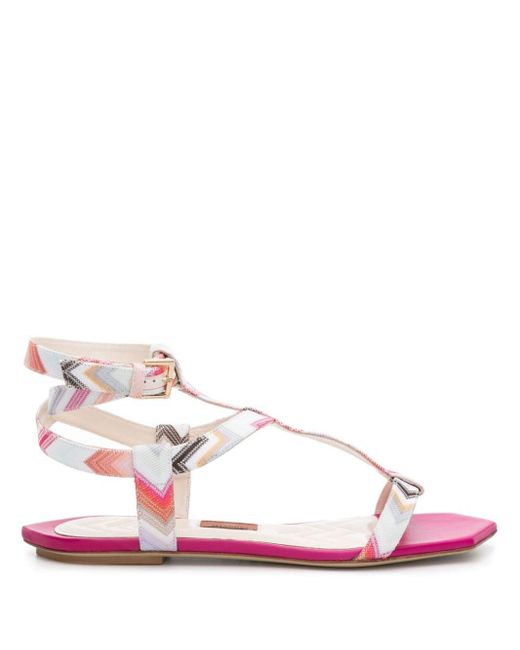 Missoni Pink Zigzag-woven Caged Sandals